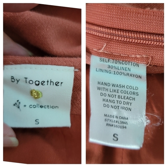 By Together + Collection Women's Dusty Pink Linen Blend Tank Romper Sz S Pocket - Picture 10 of 11